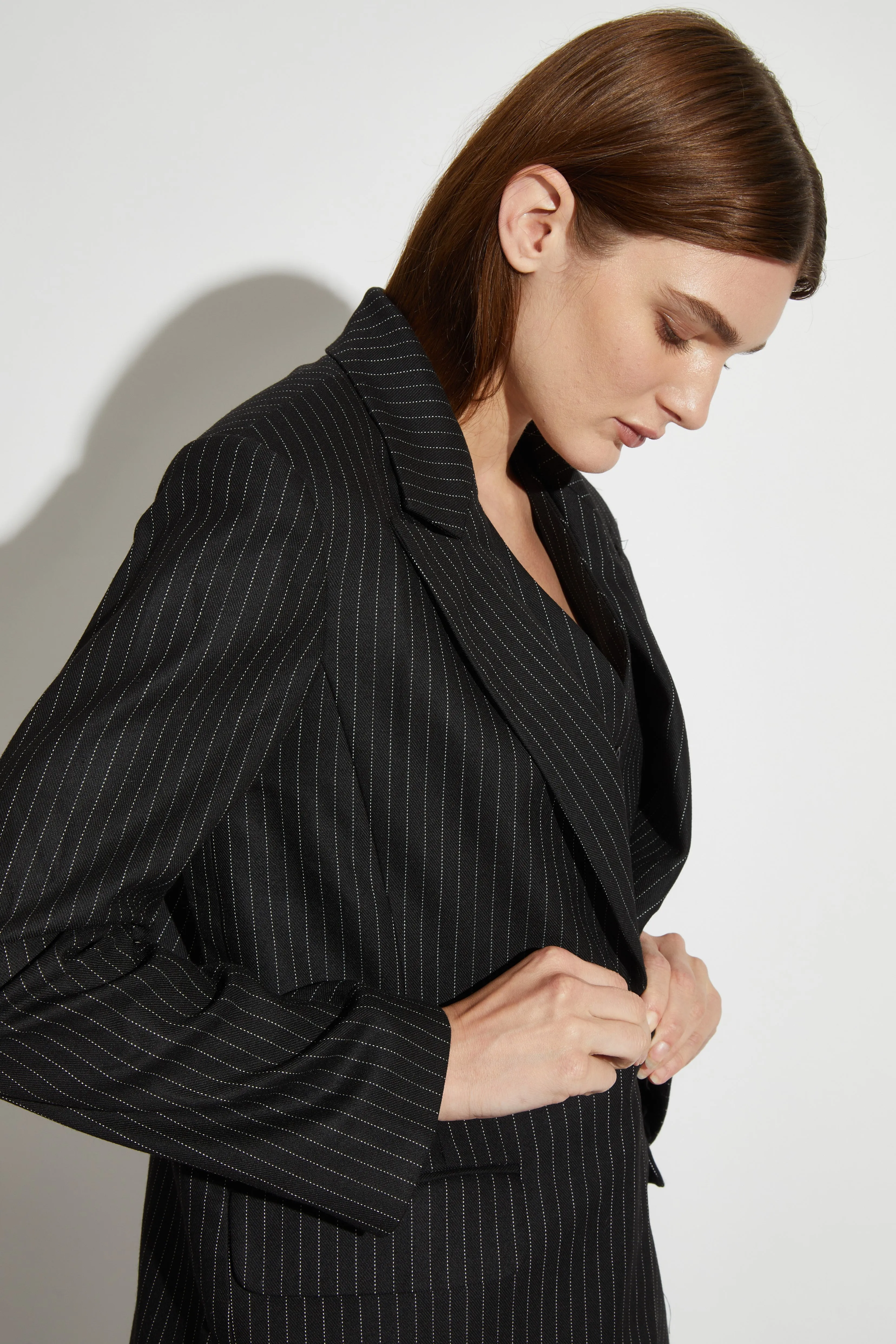 Jackie Pinstripe Blazer, Charcoal Pinstripe