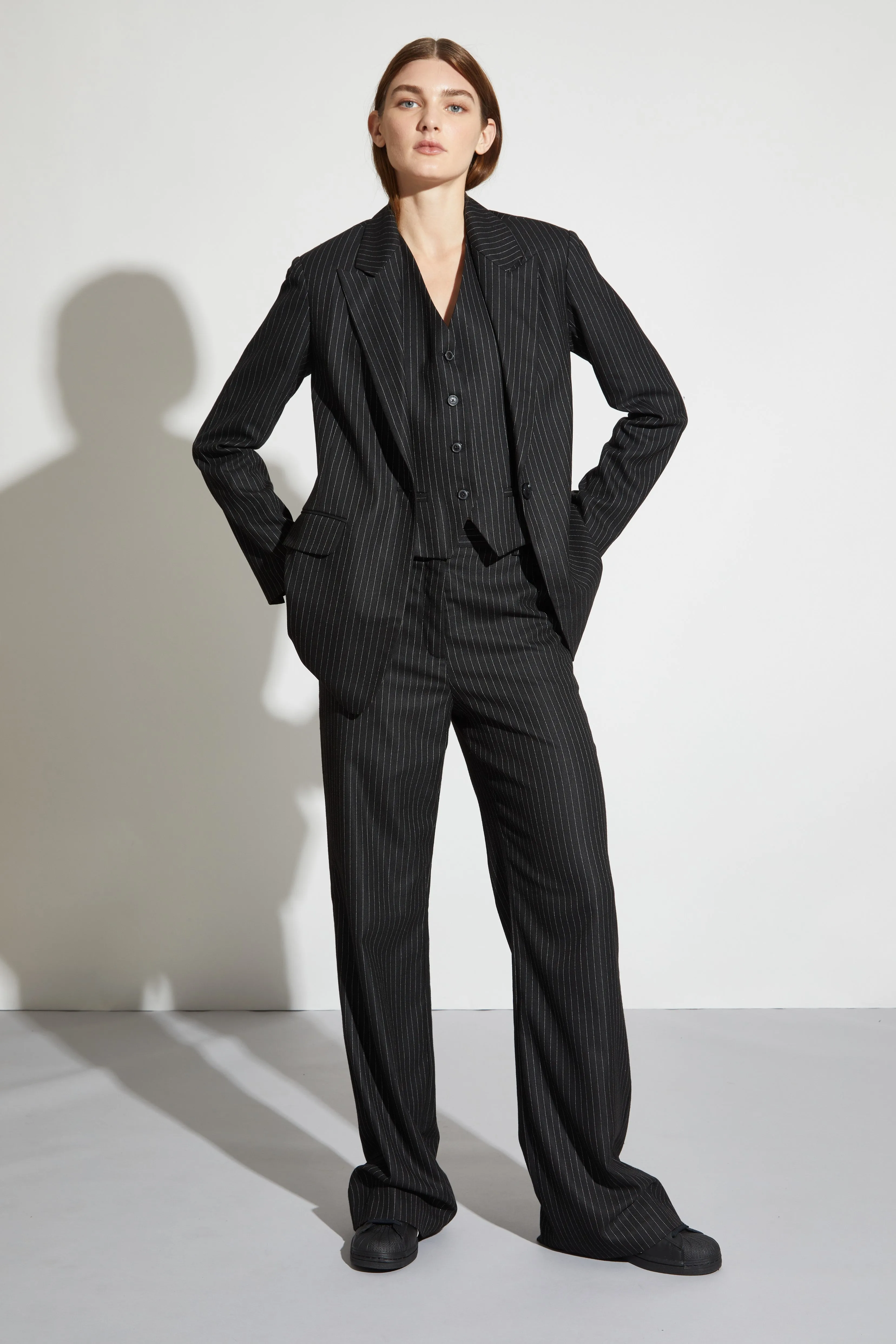 Jackie Pinstripe Blazer, Charcoal Pinstripe
