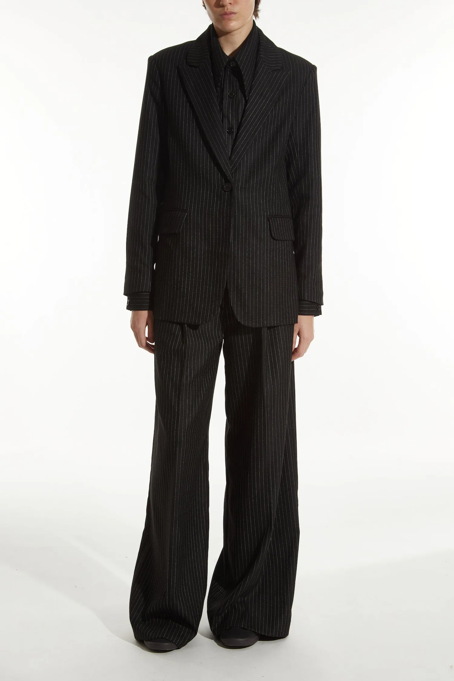 Jackie Pinstripe Blazer, Charcoal Pinstripe